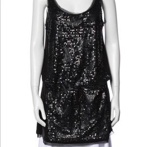 Black sequined silk tank with scoop neck - Magaschoni